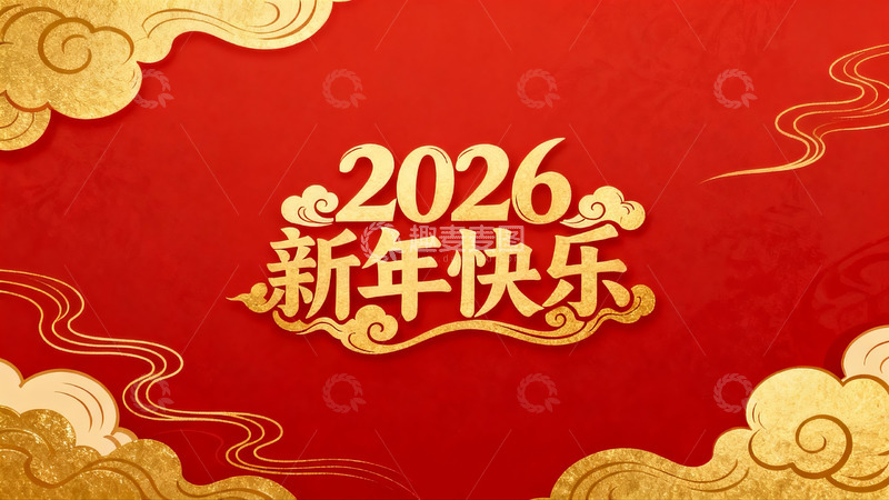 高清大图下载【趣麦麦图】2026新年快乐红色背景设计