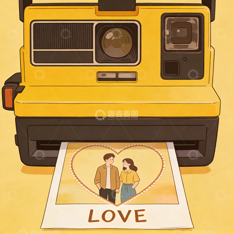高清大图下载【趣麦麦图】复古相机拍出情侣合影