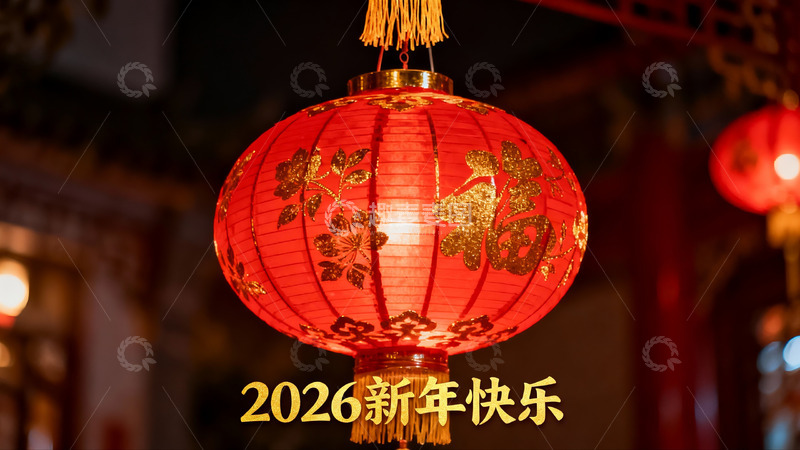 高清大图下载【趣麦麦图】红色灯笼迎新年