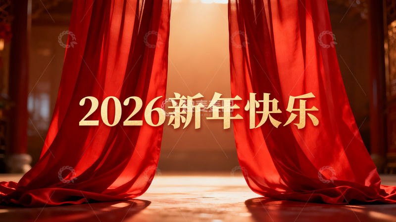 高清大图下载【趣麦麦图】红色帷幕迎新年