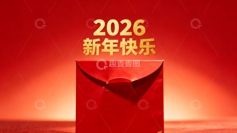 高清大图下载【趣麦麦图】红色红包新年快乐2026