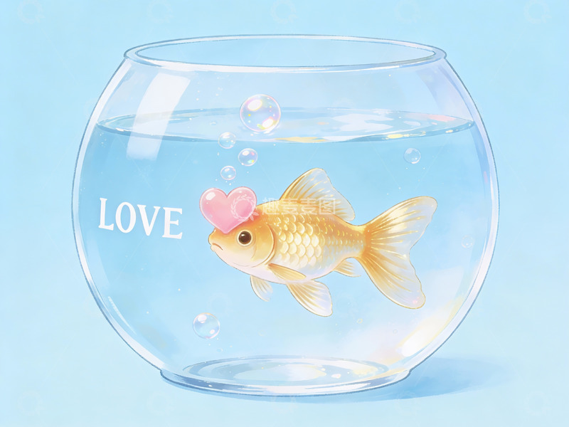 高清大图下载【趣麦麦图】金鱼在水族球中游动