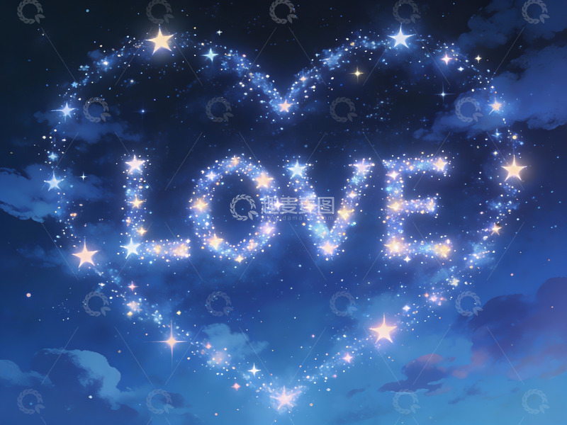 高清大图下载【趣麦麦图】星空心形爱字图案