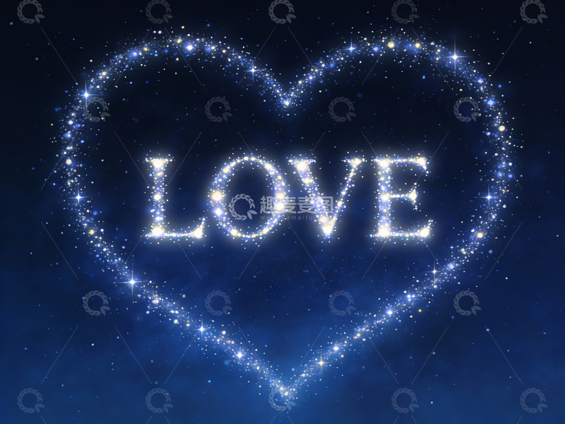高清大图下载【趣麦麦图】星光心形中的爱字