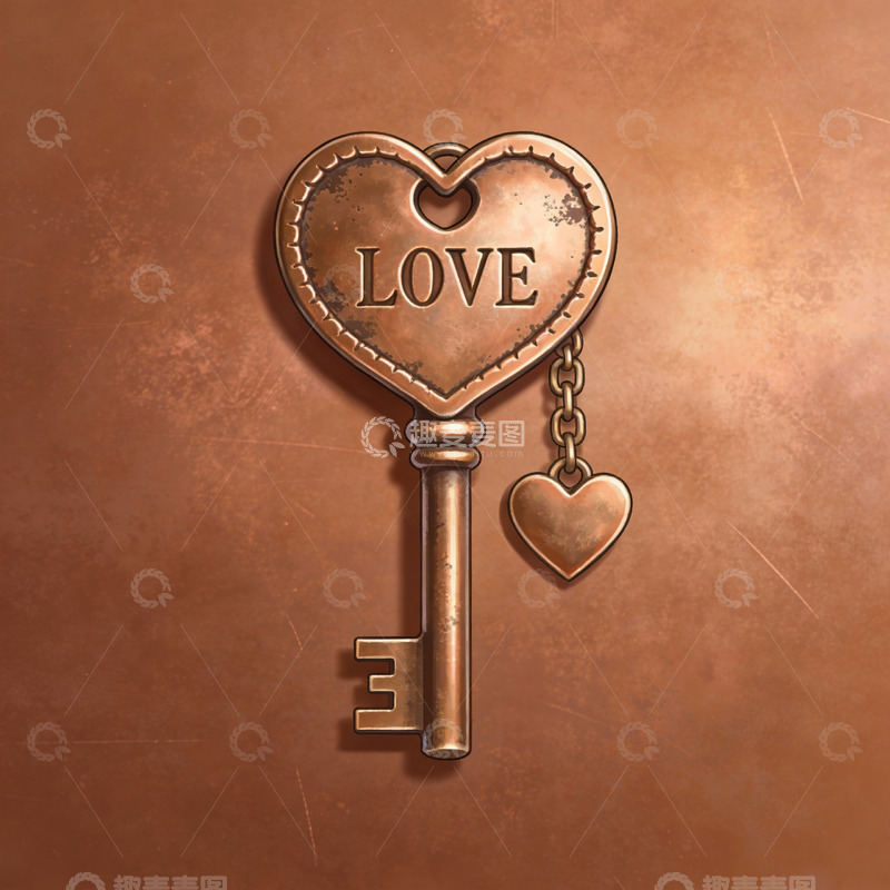 高清大图下载【趣麦麦图】心形钥匙上的爱字图案