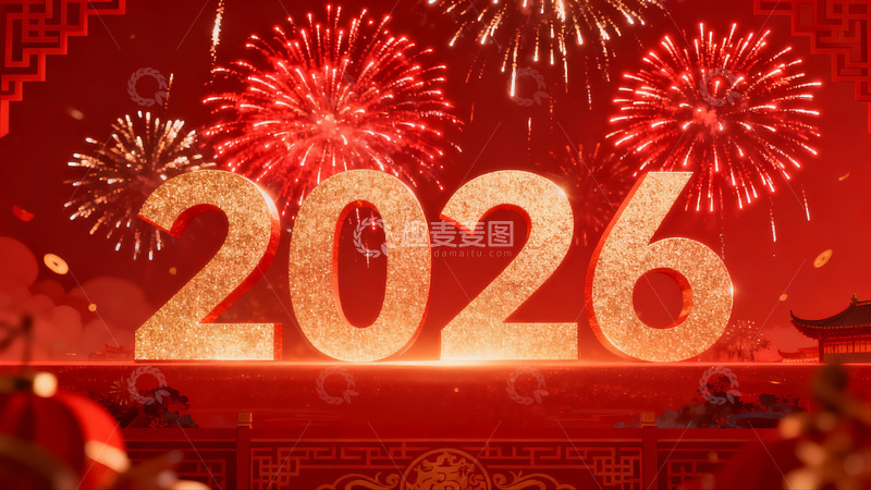 高清大图下载【趣麦麦图】新年烟花璀璨2026
