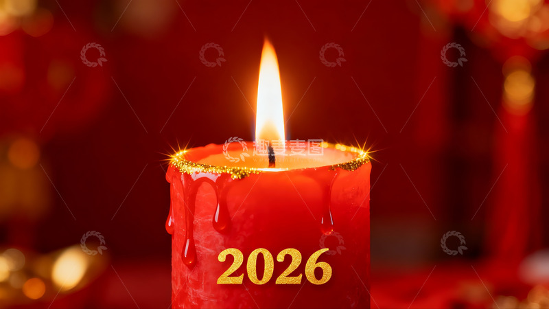 高清大图下载【趣麦麦图】红色蜡烛新年2026庆祝