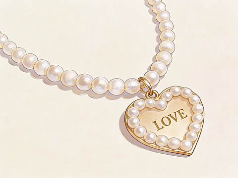 珍珠心形吊坠项链