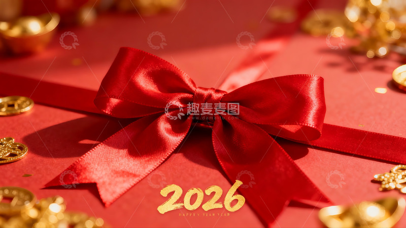 高清大图下载【趣麦麦图】红色蝴蝶结新年装饰