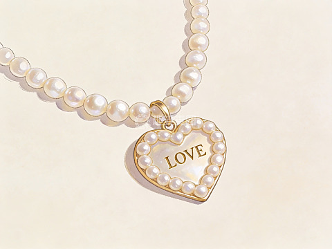 珍珠心形吊坠项链