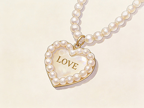 珍珠心形吊坠项链