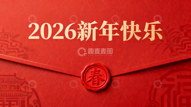 高清大图下载【趣麦麦图】红色新年贺卡封面设计