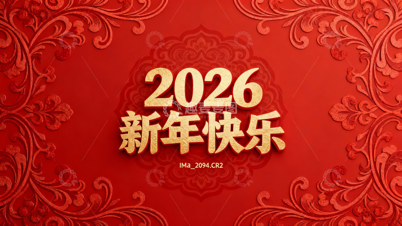 高清大图下载【趣麦麦图】红色背景新年祝福海报