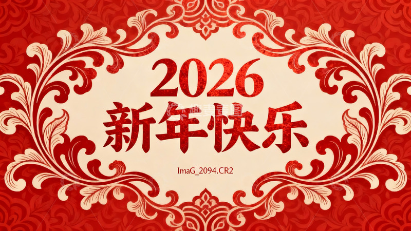 高清大图下载【趣麦麦图】2026新年快乐红色贺图