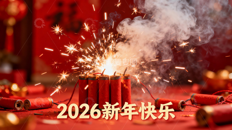 高清大图下载【趣麦麦图】新年烟花绽放喜庆场景