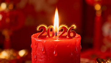 红色蜡烛燃烧2026数字造型