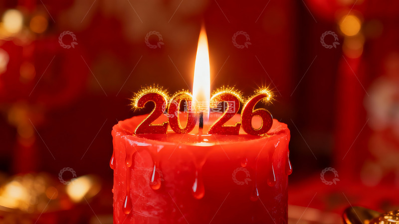 高清大图下载【趣麦麦图】红色蜡烛燃烧2026数字造型