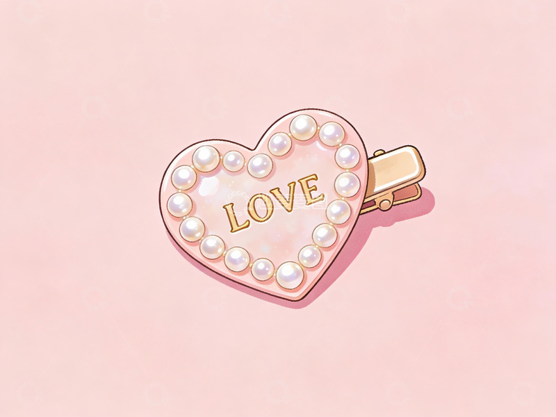 高清大图下载【趣麦麦图】珍珠心形发夹装饰