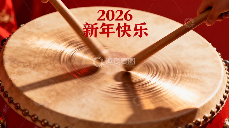 高清大图下载【趣麦麦图】新年击鼓庆祝2026