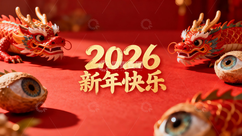 高清大图下载【趣麦麦图】龙年新年装饰摆件
