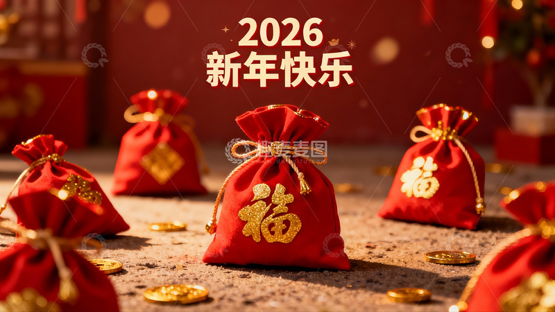 高清大图下载【趣麦麦图】新年红色红包与金币摆拍