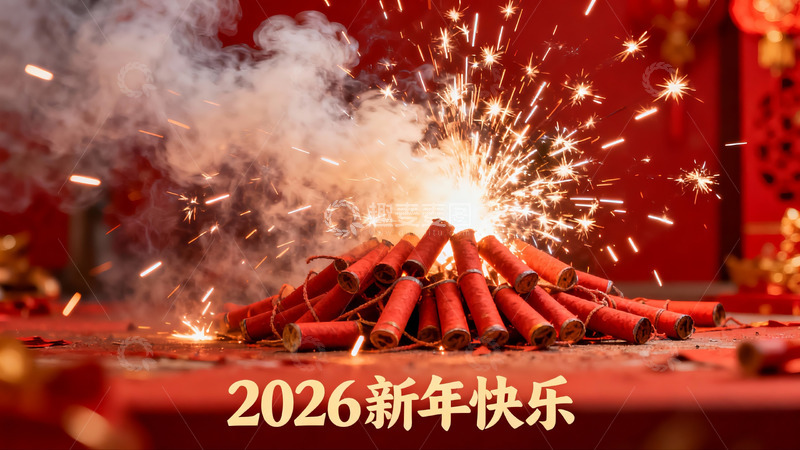 高清大图下载【趣麦麦图】新年烟花绽放喜庆场景
