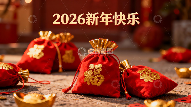 高清大图下载【趣麦麦图】新年红色福袋喜庆摆件