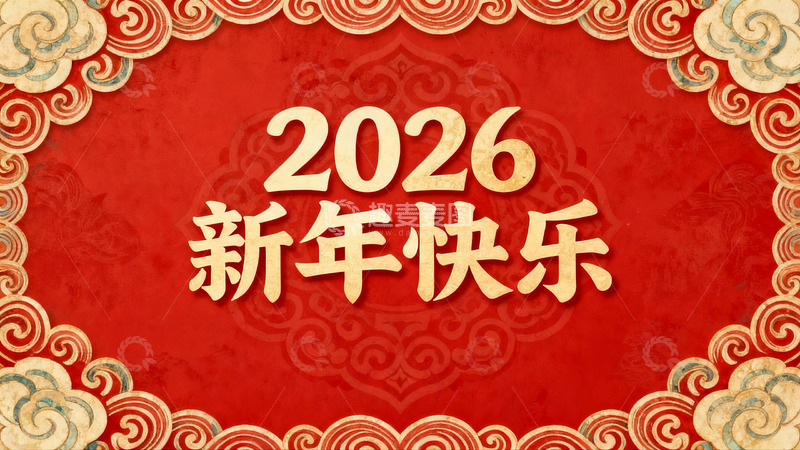 高清大图下载【趣麦麦图】2026新年快乐红色贺图