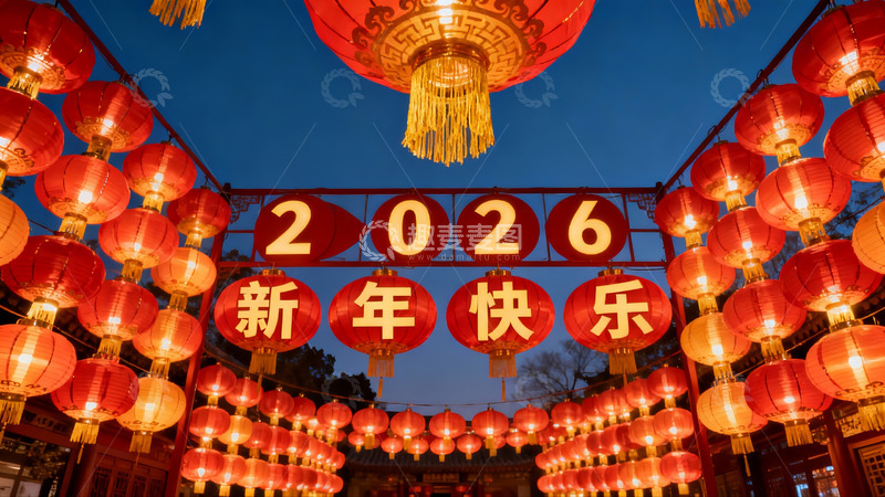 高清大图下载【趣麦麦图】新年灯笼夜景装饰
