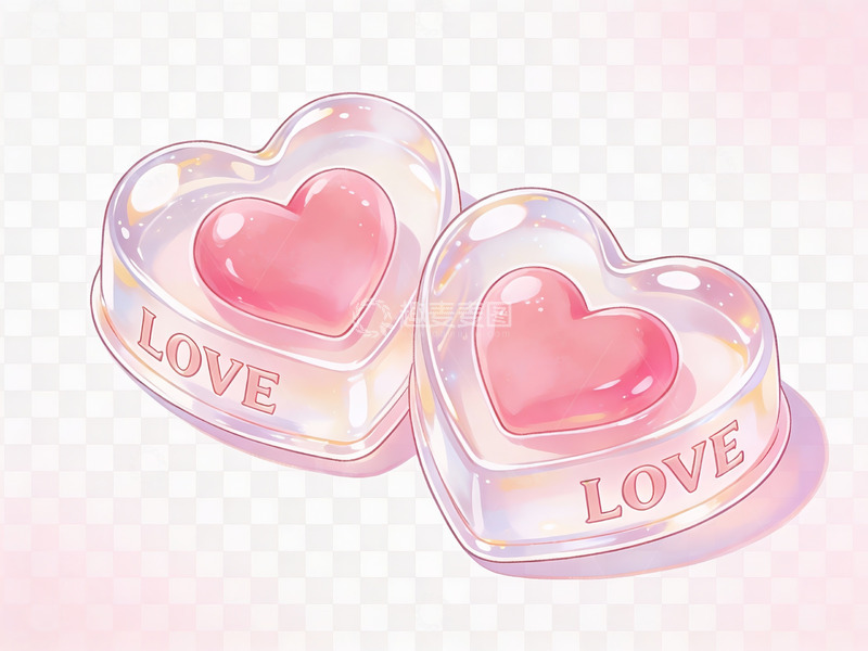 高清大图下载【趣麦麦图】两颗心形透明糖果