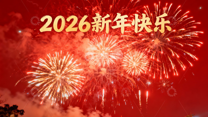 高清大图下载【趣麦麦图】2026新年夜烟花绽放
