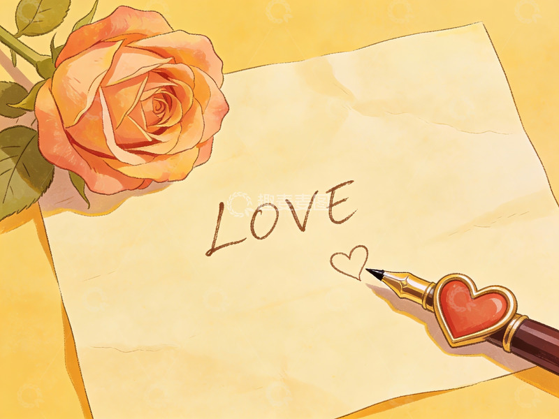 高清大图下载【趣麦麦图】玫瑰与情书的浪漫画面