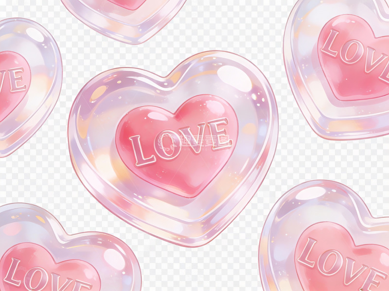 高清大图下载【趣麦麦图】透明心形图案带爱字