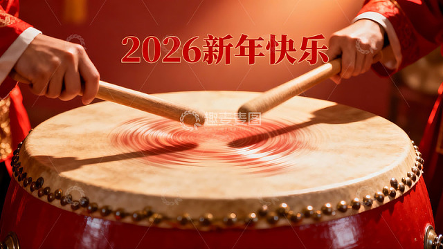 新年击鼓庆祝场面
