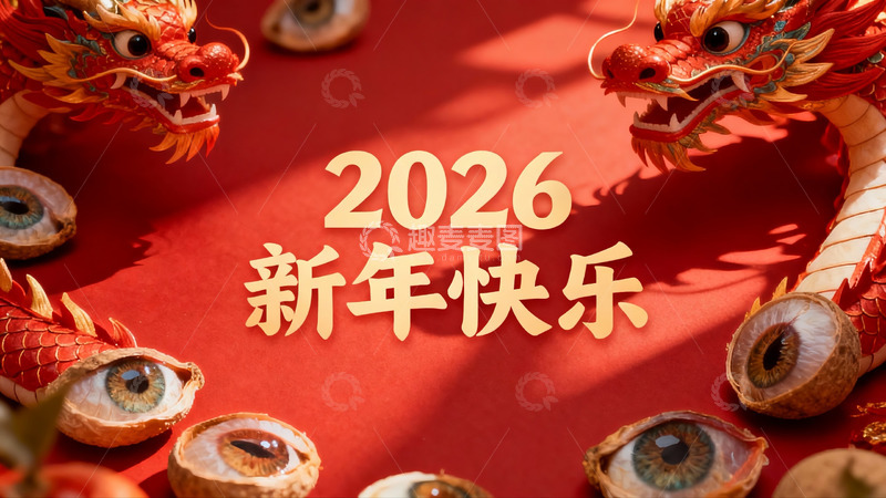 高清大图下载【趣麦麦图】龙形装饰新年祝福图