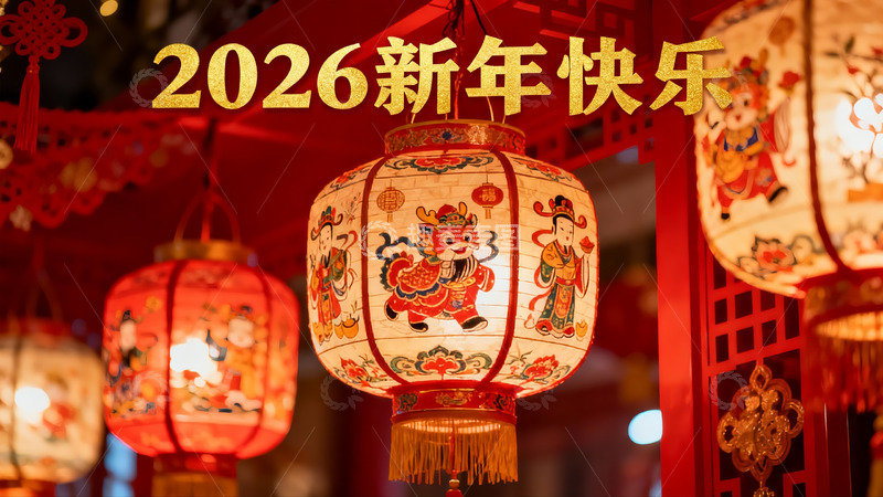 高清大图下载【趣麦麦图】新年灯笼挂饰喜庆氛围