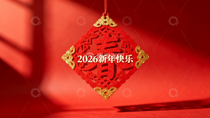 高清大图下载【趣麦麦图】红色新年挂饰 春字剪纸