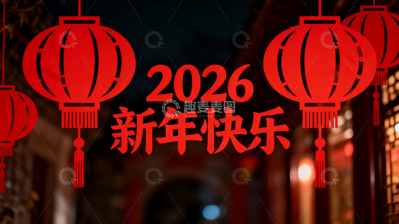 高清大图下载【趣麦麦图】新年灯笼夜景装饰