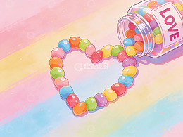 彩色糖果组成的心形图案