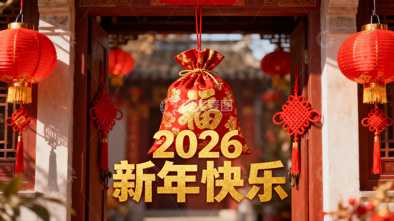 高清大图下载【趣麦麦图】春节装饰红灯笼挂门