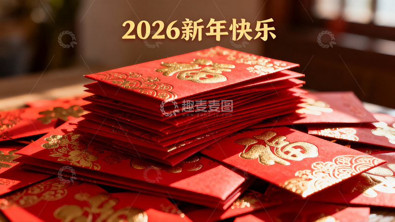 高清大图下载【趣麦麦图】新年红包堆叠寓意吉祥