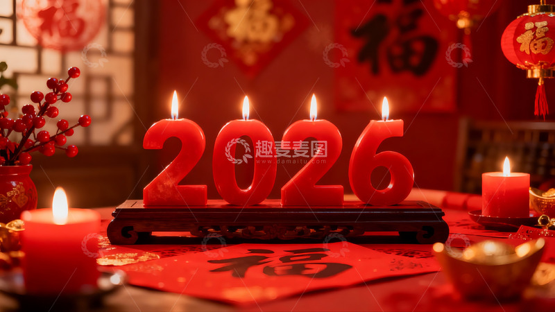 高清大图下载【趣麦麦图】新年烛光装饰2026