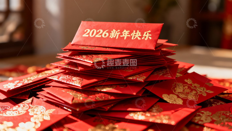 高清大图下载【趣麦麦图】新年红包堆叠寓意吉祥