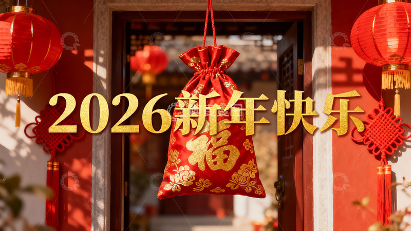 高清大图下载【趣麦麦图】新年红灯笼福袋装饰