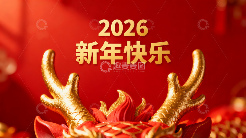 高清大图下载【趣麦麦图】2026新年龙形装饰祈福