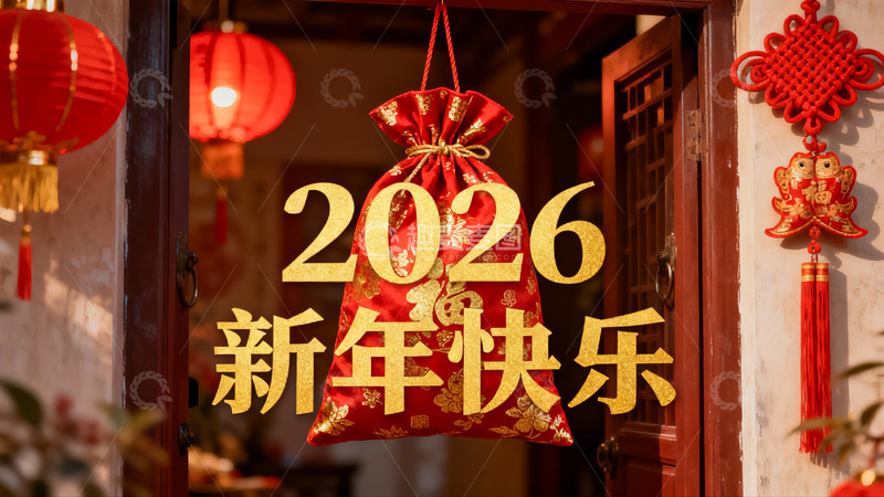 高清大图下载【趣麦麦图】新年装饰挂袋与红灯笼