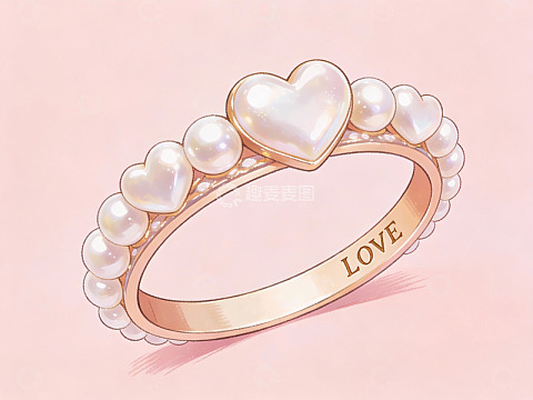 心形珍珠戒指设计图