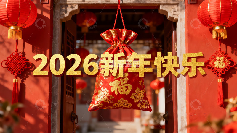 高清大图下载【趣麦麦图】春节装饰红灯笼福袋