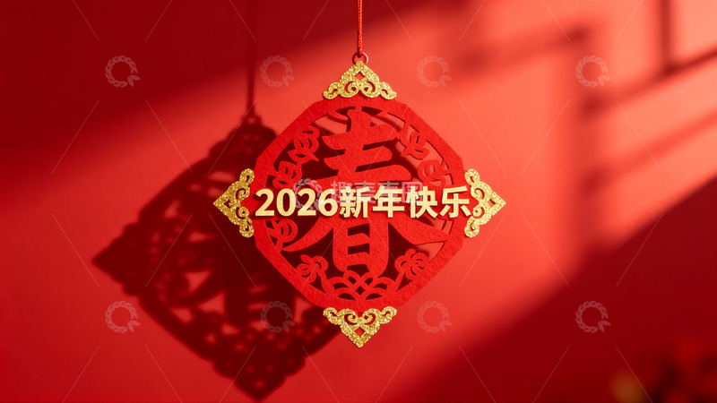 高清大图下载【趣麦麦图】红色新年挂饰庆祝2026年