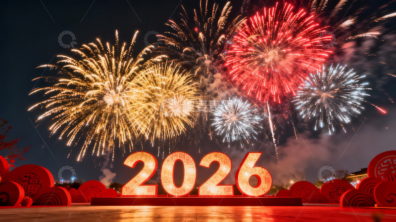高清大图下载【趣麦麦图】2026新年夜烟花盛景